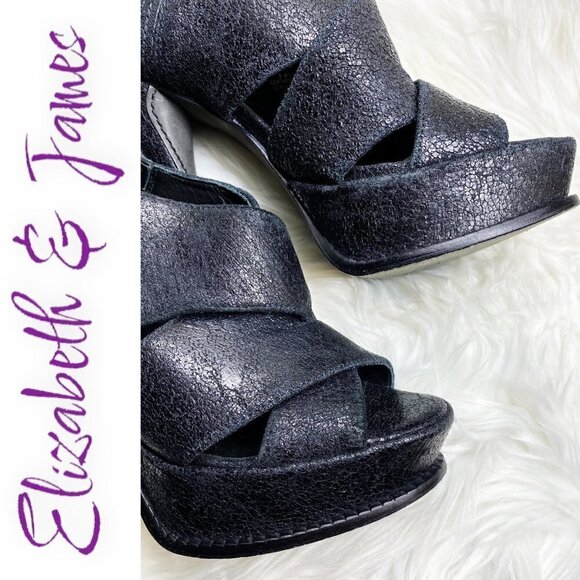 ELIZABETH & JAMES Milla Black Platform Open Toe Stiletto Bootie, Size 7 - Picture 10 of 11